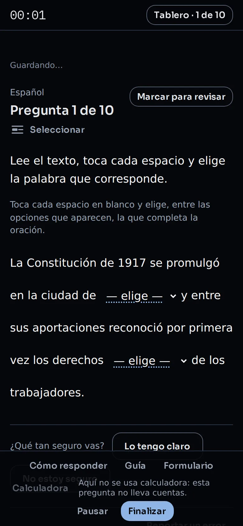 La primera pregunta de una práctica