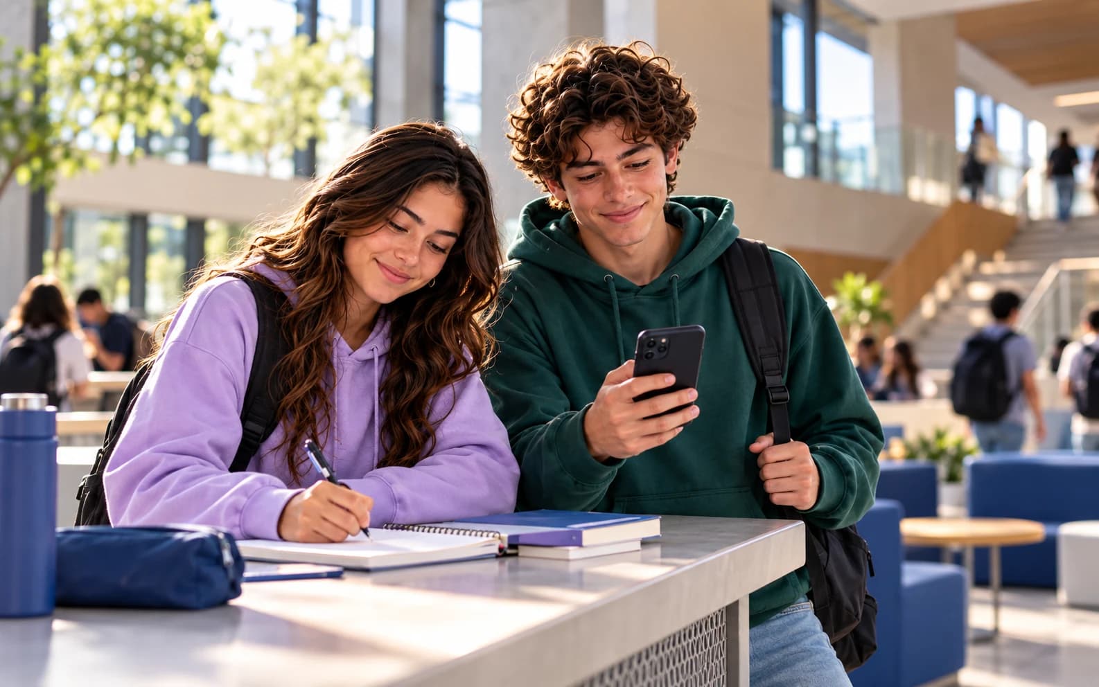 Estudiantes combinando estudio y práctica